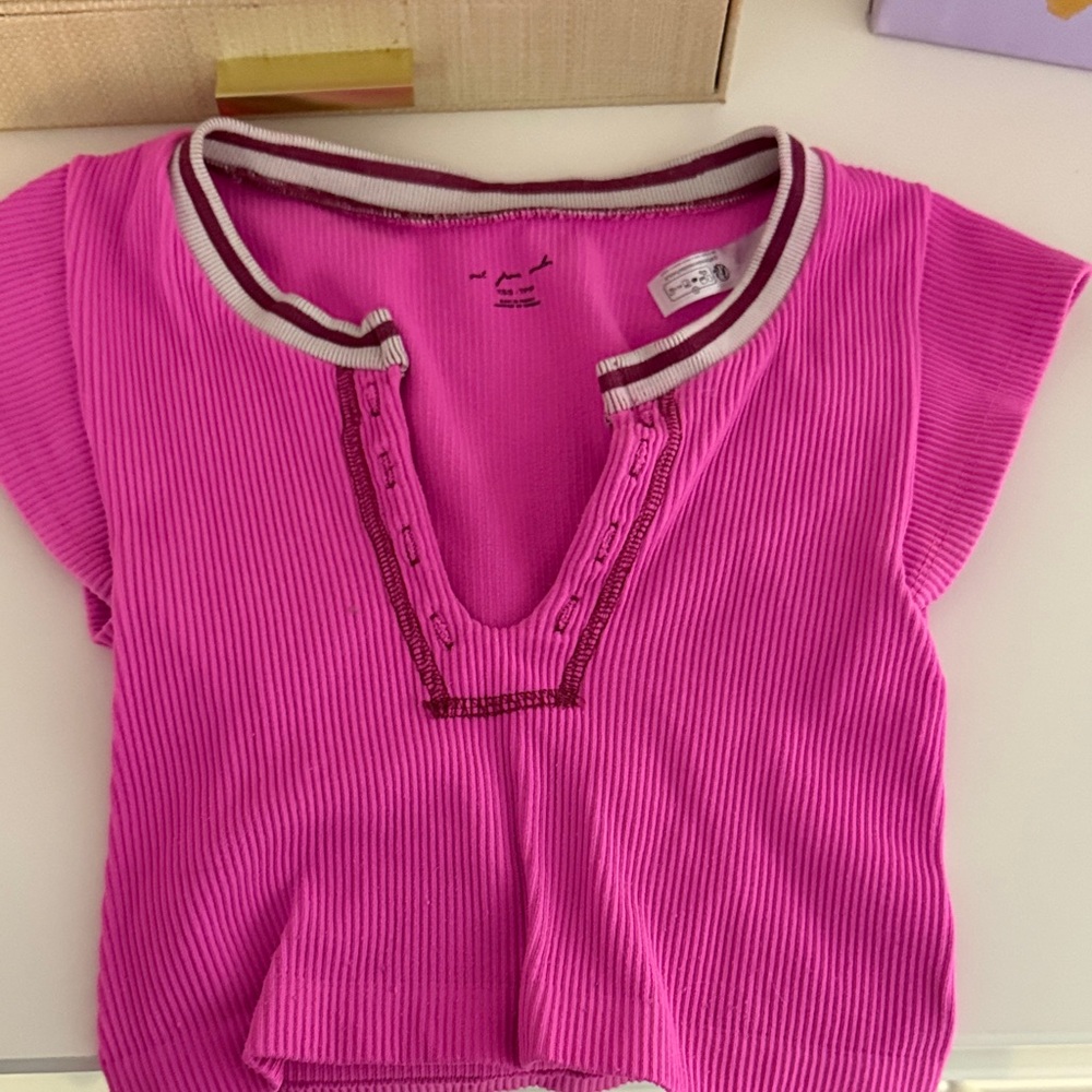 Urban Outfitters Pink Ribbed Crop Top